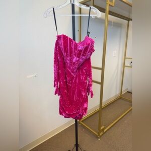 Vibrant Barbie Pink Velvet Dress 4692